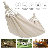 white canvas outdoor double hammock anti rollover camping hammock solid color 2 meters double hammock terrace bed travel hiking
