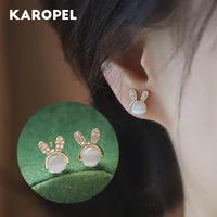 lovely cute opal rabbit stud earring for women unusual earrings fashion piercing jewelry accessories