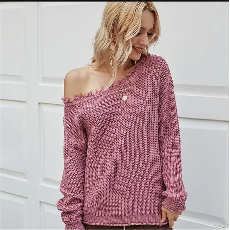 Женский свитер Shikoroleva Осенний Рождественский пуловер с открытыми плечами