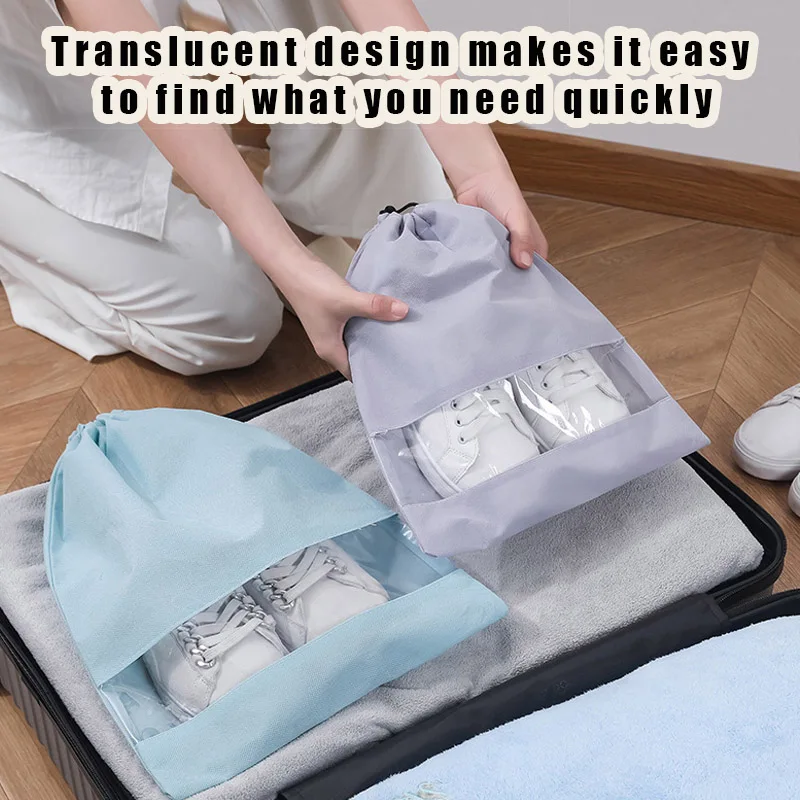 

Waterproof Shoes Bag For Travel Portable Storage Organize Non-Woven Tote Zipper Package Luggage Home Transparent Dust Bag Shoe