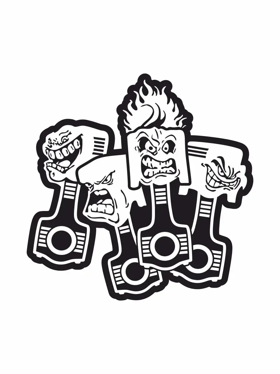 Наклейка на авто &quotБезумные поршни&quot 17х17 см. | Автомобили и мотоциклы