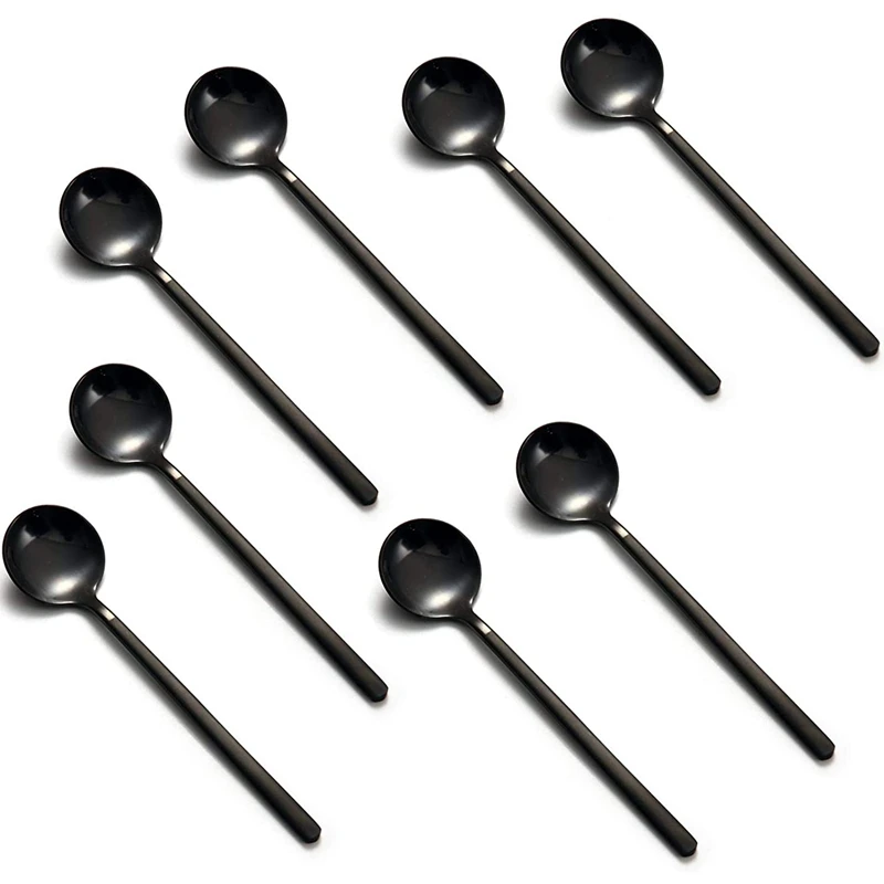 

Mini Dessert Spoons Coffee Spoons Black Plated Teaspoons Frosted Handle for Dessert Tea Ice Cream Cake Coffee Set of 12