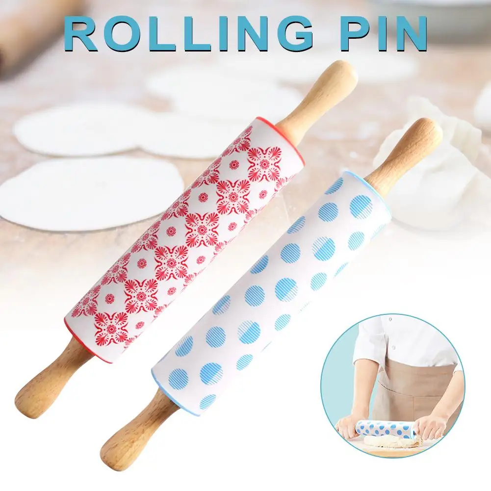 Пищевая силиконовая Скалка гладкая трудосберегающая снежинка деревянная