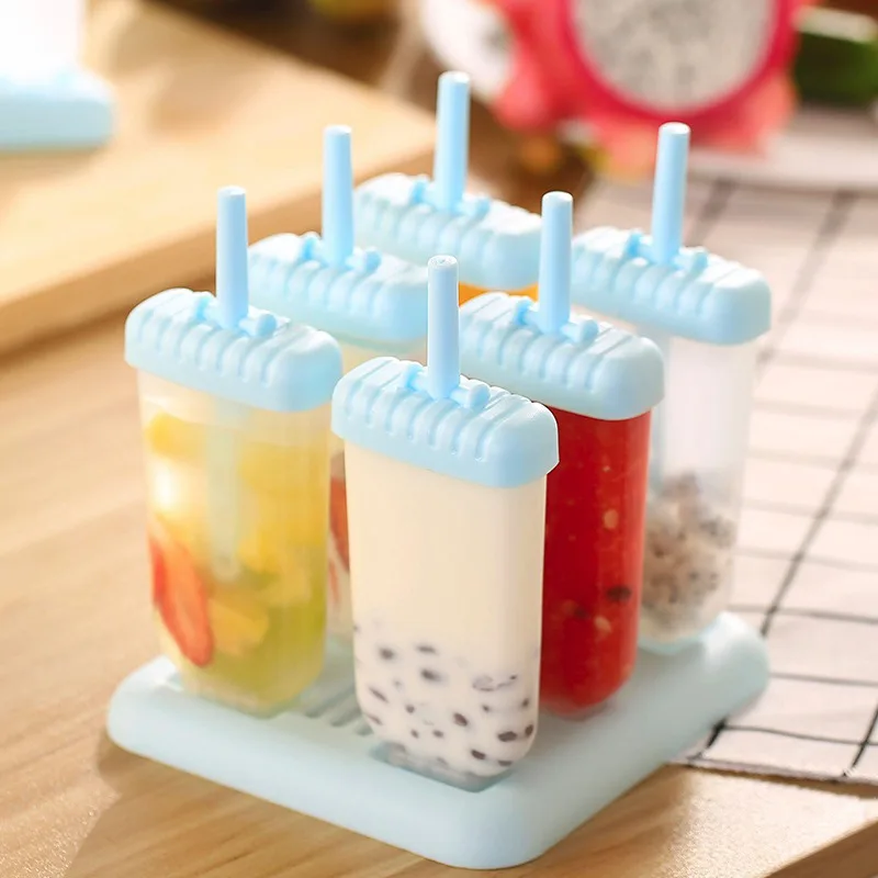 

6pcs/set DIY Ice Lolly Cream Molds Ice Tray Rectangle Shaped Ice Cream Pops Molds Tray Stick Ice Cream Makers Mould