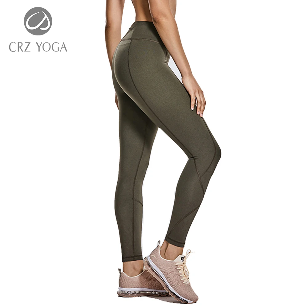 

CRZ YOGA Non See-Through Mid Rise Athletic Compression Leggings Women 7/8 Length Hugged Feeling Workout Tights-25 Inches