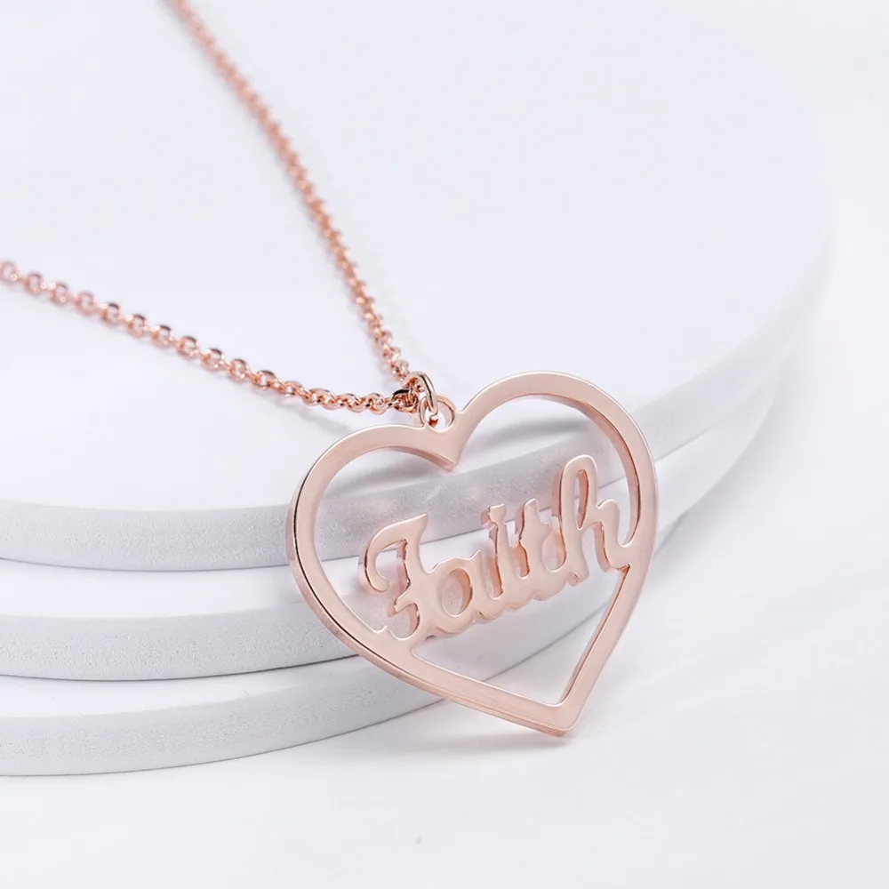 

925 Sterling Silver Customized Nameplate Necklaces Personalized Heart Necklace Jewelry women For Birthday Gift