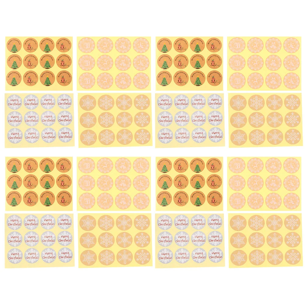 

40 Sheets Merry Christmas Stickers Round Kraft Paper Labels Christmas Ornaments