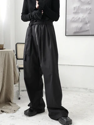 Yamamoto темный дизайн свободный вес длинные брюки повседневные широкие в пол