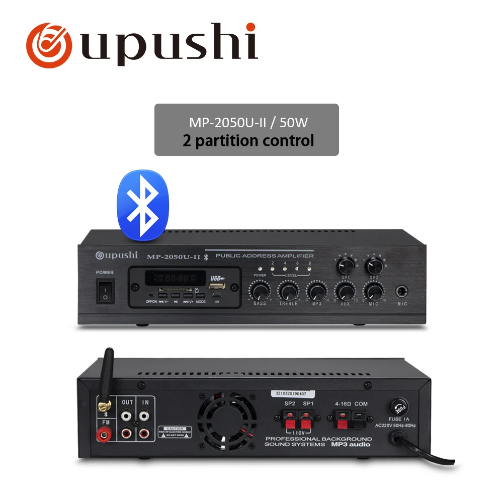 Oupushi MP-2050U Bluetooth усилитель мощности профессиональная поддержка постоянного давления sd-карта и микрофонный вход - Цвет: MP-2050U   50W