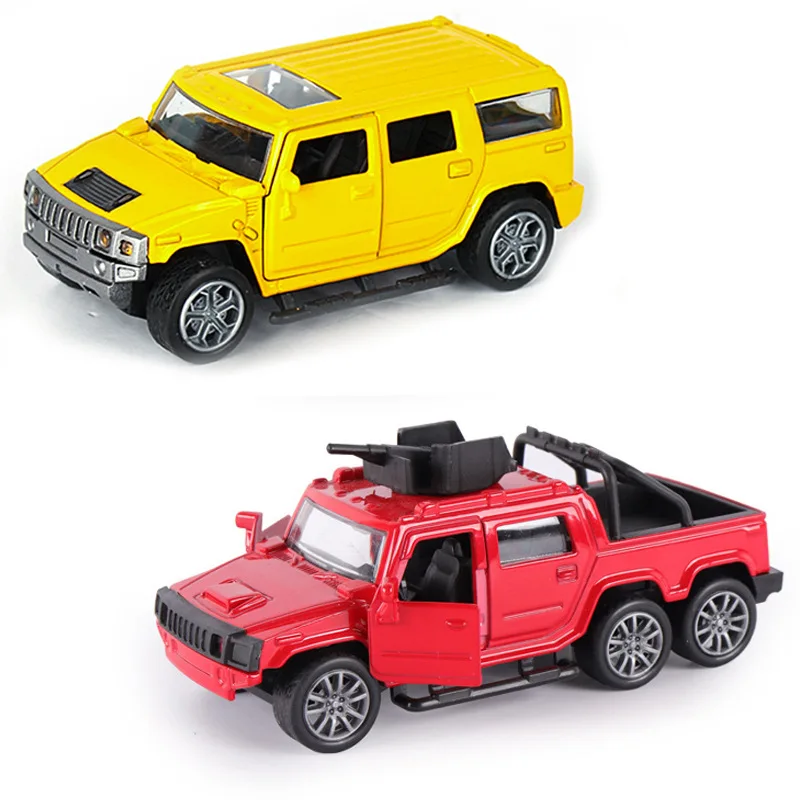 

Pickup hummer 6WD Diecast metal Off Road SUV Car Model Vehicles Wheels baby kids toys for children Glowing Gift Car Toy 2021