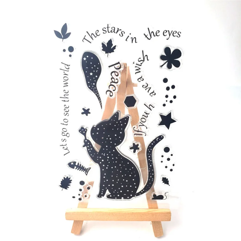 

Silhouette Cat Transparent Clear Silicone Stamp Seal DIY Scrapbooking Stencil Coloring Embossing Decor Office School Supplies