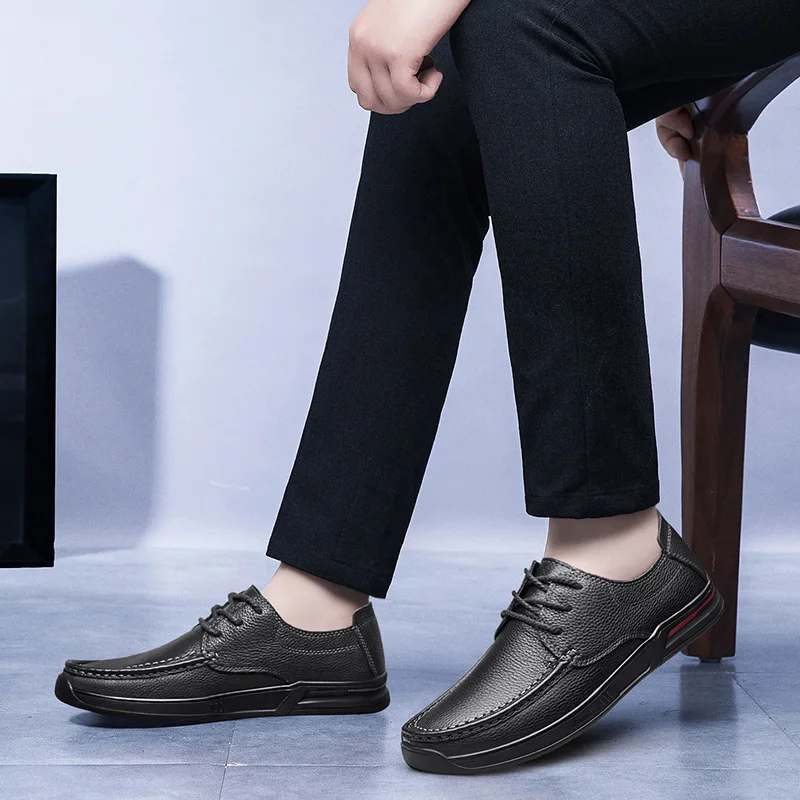 

Large size Genuine leather Men shoes Business Casual shoes Men Flats Classic Black Leather shoes Men loafers zapatos de hombre