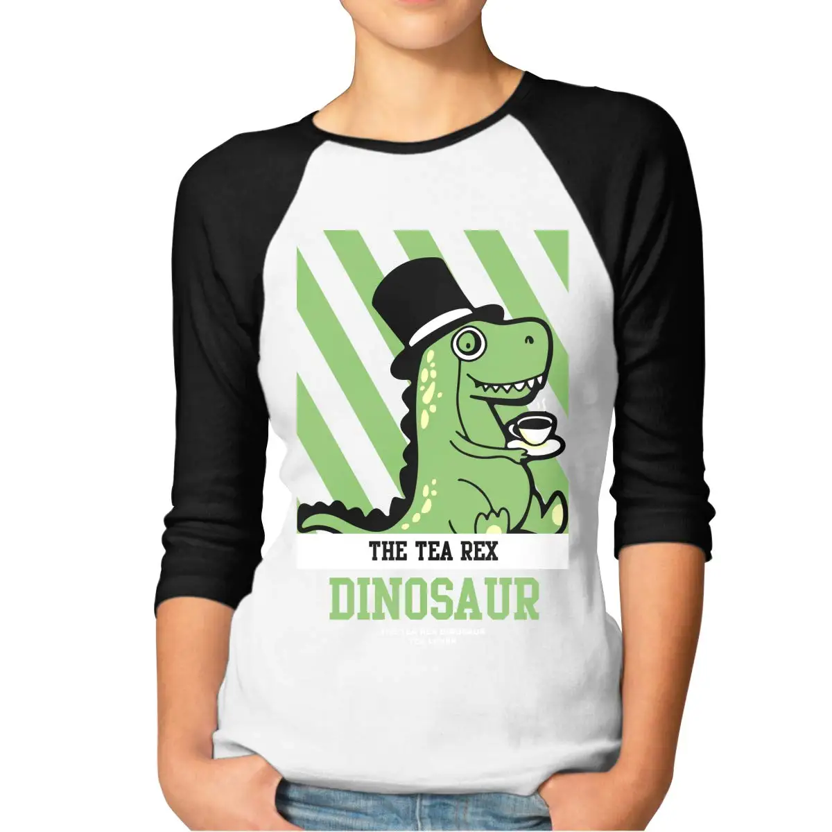 FGHFG Women's Raglan Sleeves Baseball TFGHFG Shirts Dinosaurs for Kids Girls 3/4 Long Jersey Tee Shirt Black |