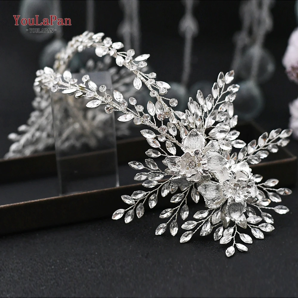 

Женская свадебная повязка на голову TOPQUEEN HP284, стразы, роскошный сплав, цветок, свадебный головной убор, аксессуары для волос
