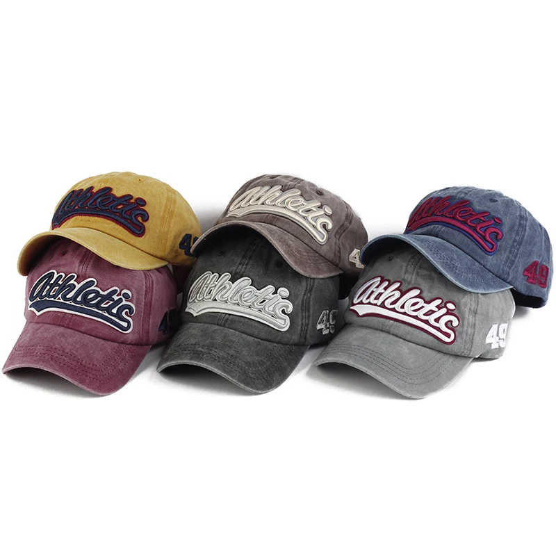 

Summer Pure Color Adjustable Washed Baseball Cap Snapback Autumn Outdoor Sports Letter Embroidery Unisex Trendy Trucker Hats