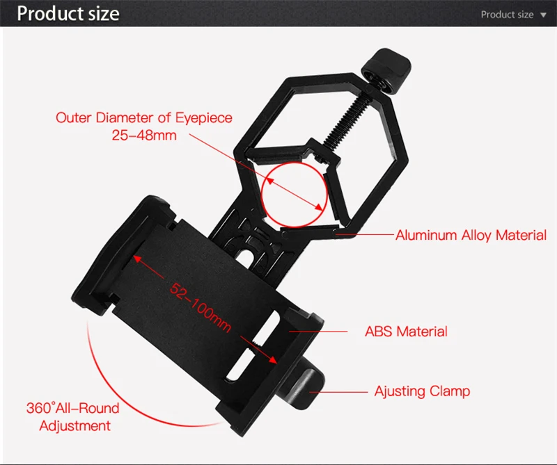 Универсальный адаптер для сотового телефона крепление на клипсе бинокулярный