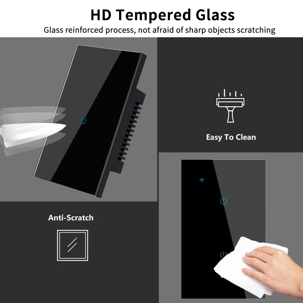 Выключатель света UBARO панель из закаленного хрусталя США синхронизация 15 минут