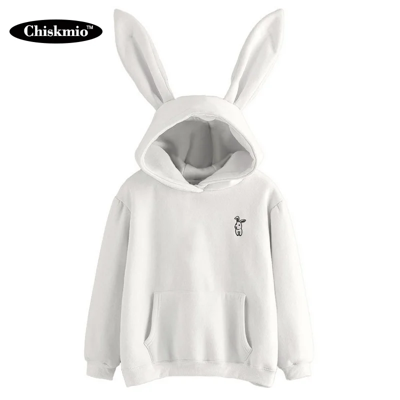 Женская толстовка с капюшоном милыми заячьими ушками Топ длинным рукавом и