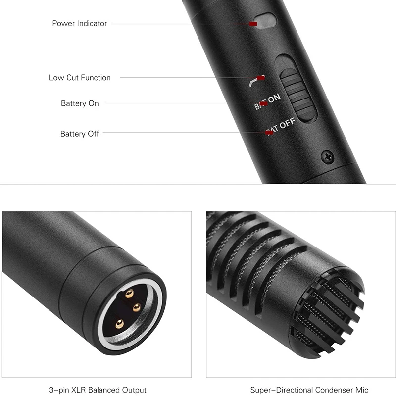 

MAMEN KM-M280 Video Interview Dual Powered Super-Directional Condenser Microphone XLR Connector for DSLR Camera
