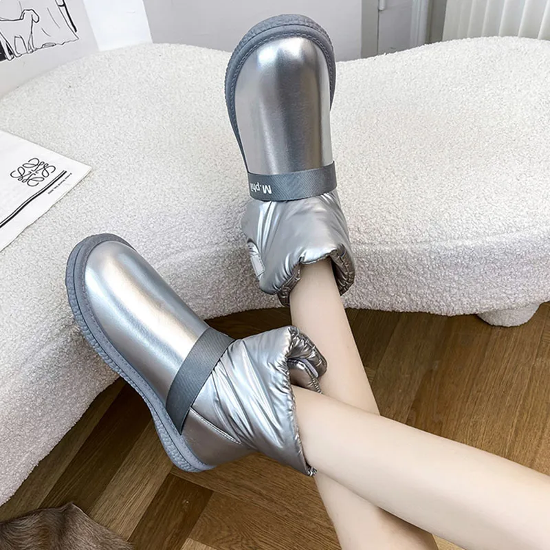 

Женские Водонепроницаемые ботинки на липучке Lucyever, теплые плюшевые ботильоны на плоской подошве, нескользящая зимняя обувь, 2021