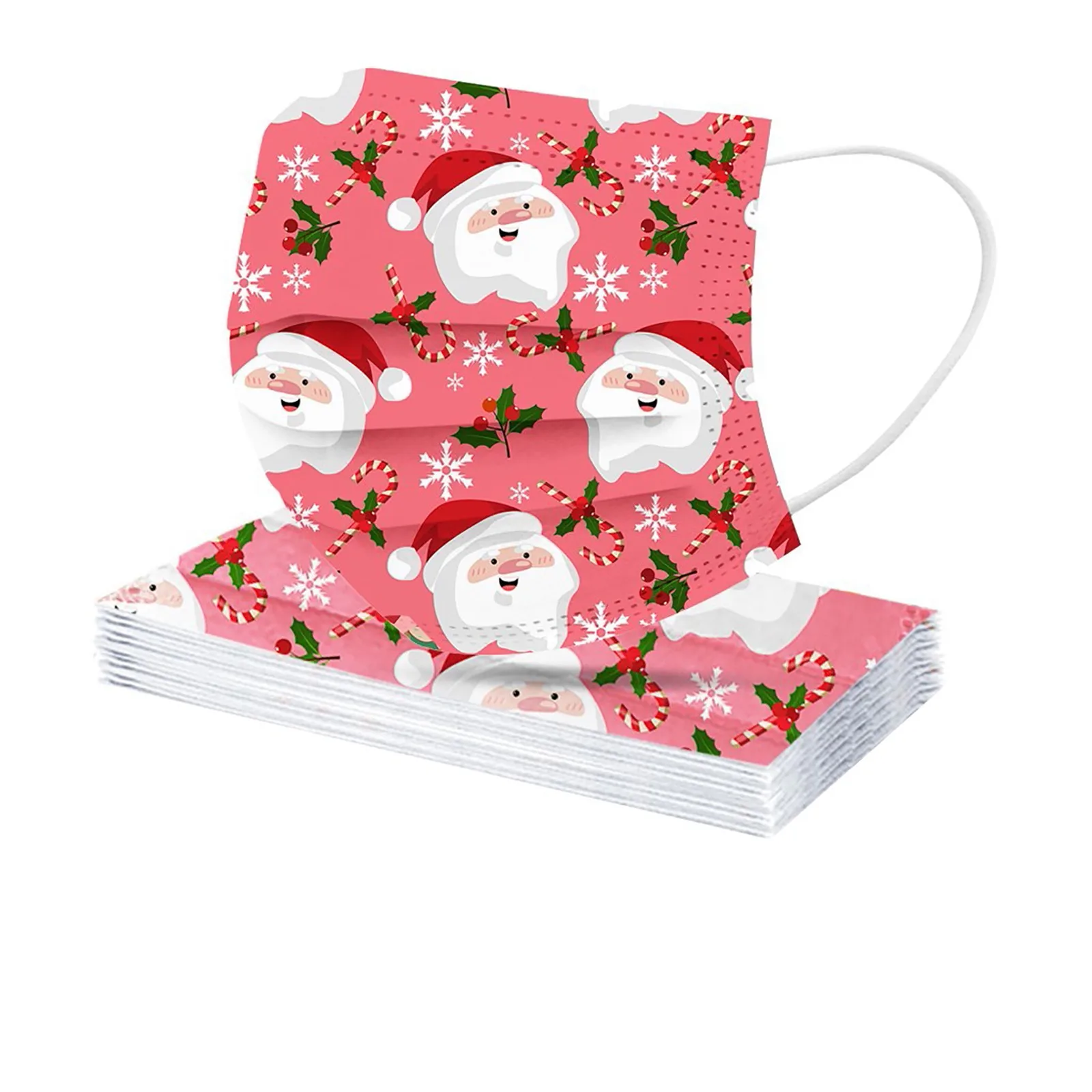 

Mondkapjes 50pcs Disposable Printed Mask Christmas Non-woven Face Mask 3 Layers Ply Filter Breathable Mask Earloops Mouth Cover