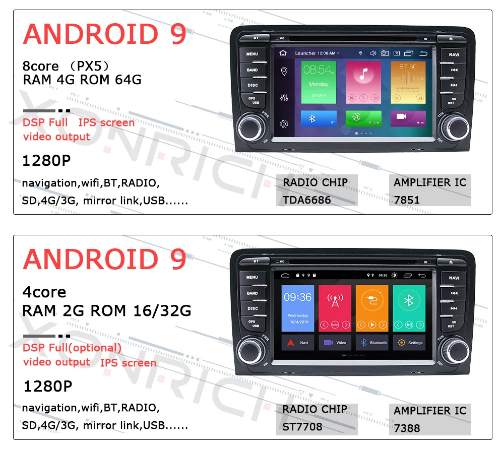 8 ядерный ips DSP 2 din Android 9 автомобильный DVD мультимедиа для Audi A3 8P S3 RS3 Sportback навигация gps Радио Стерео головное устройство 4 Гб+ 64 ГБ