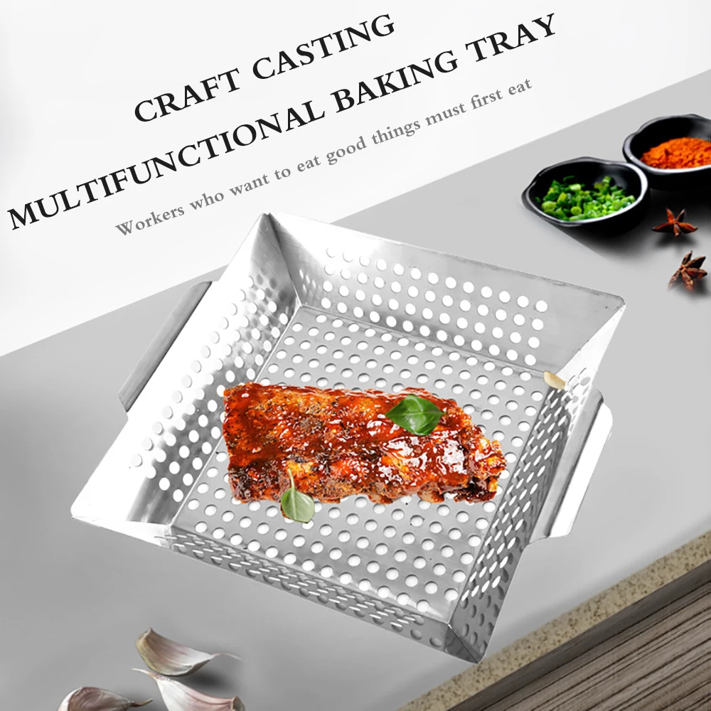 Противень для гриля и барбекю квадратный поднос из нержавеющей стали выпечки