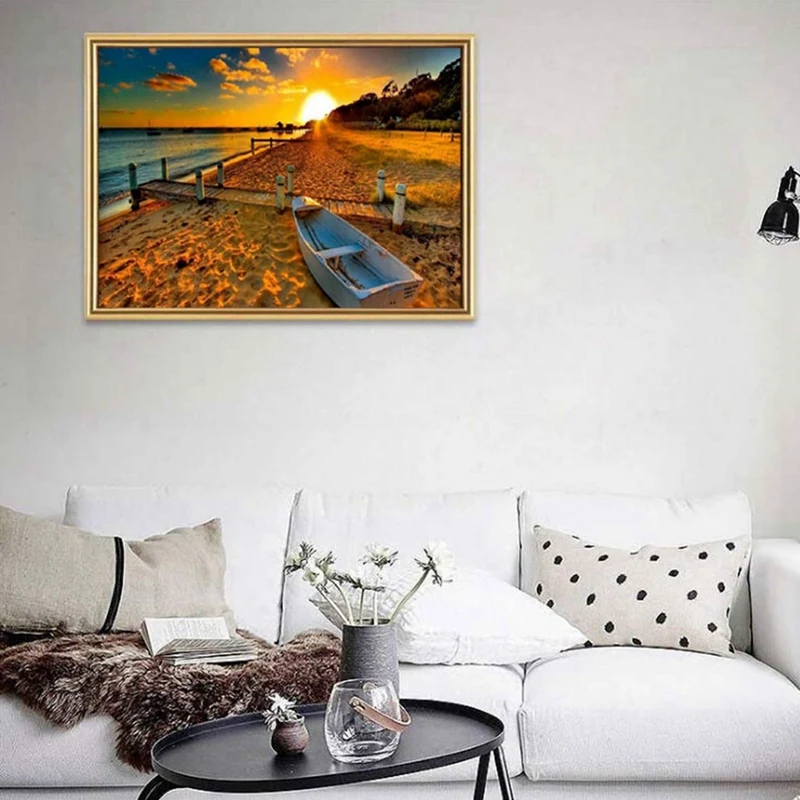 2 набора Алмазная картина по номеру набор полная вышивка-лодка и паром на закате