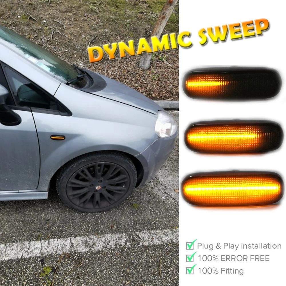 

2Pcs Car Side Marker Repeater Flashing Indicator Light for Fiat Panda Van 169 Punto EVO 199 Doblo MK1 Estate Fiorino Idea Stilo