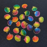 5pcs exquisite natural rainbow shell pendant with gold plated edges diy handmade jewelry making necklace pendant earrings20 25mm
