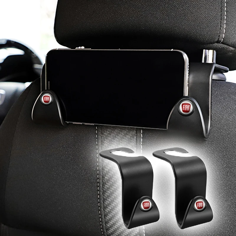 

Portable Seat Back Car Logo Hook Interior Emblem Hanging Bag Rack Accessories For Fiat Panda Bravo Punto Linea Croma 500 595