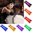 Красочные длинные перчатки для женщин вечерние официальные перчатки атласные длинные перчатки с пальцами для выступления на сцене красный белый черный