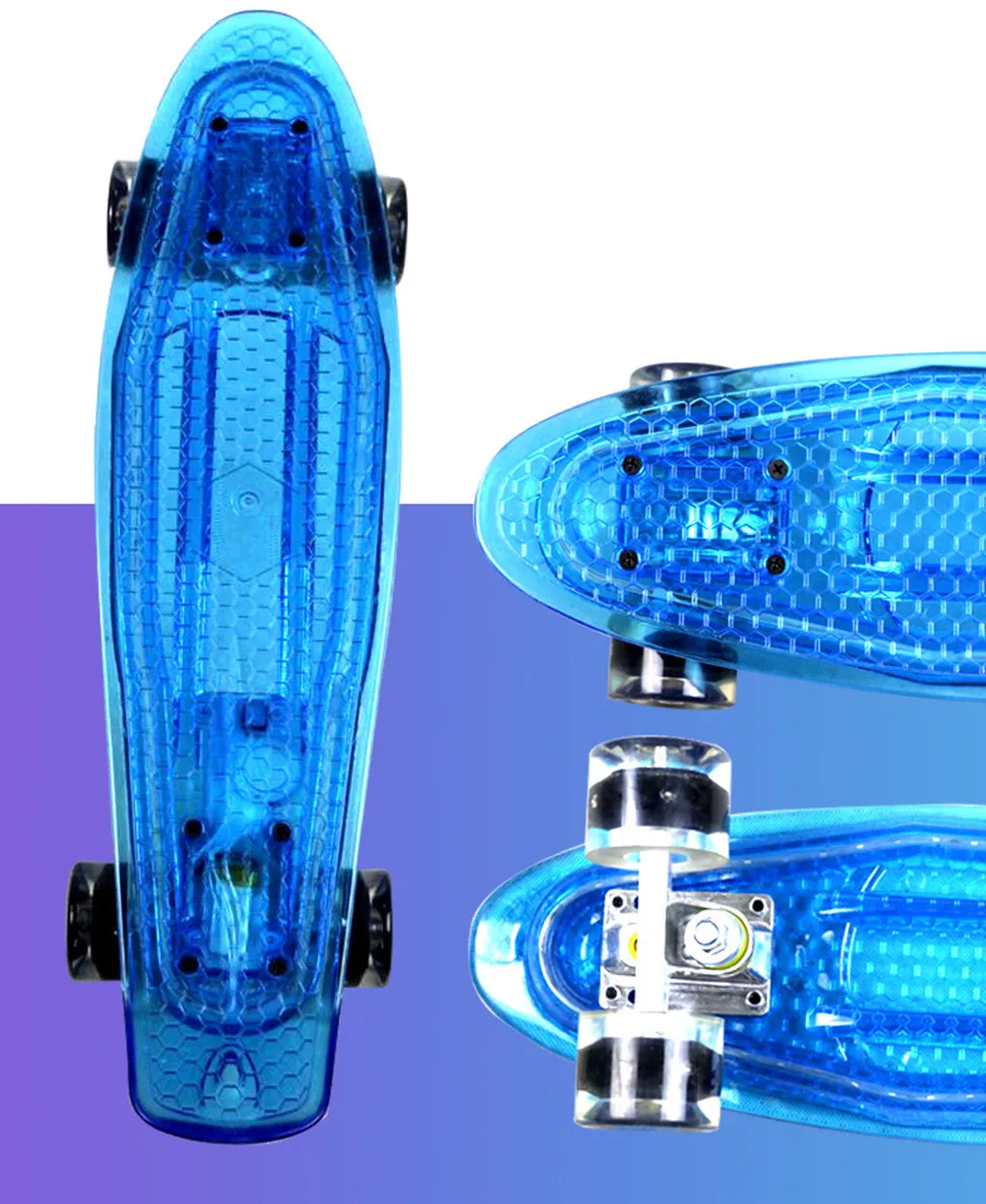 Мигающий светильник скейтборд с четырьмя колесами полный в виде Рыбки для