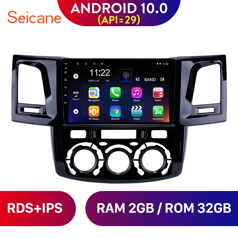 

Seicane 9 "Android 10,0 автомобильный радиоприемник с навигацией GPS плеер для 2008-2014 Тойота Королла/Hilux ручным A/C левым RDS