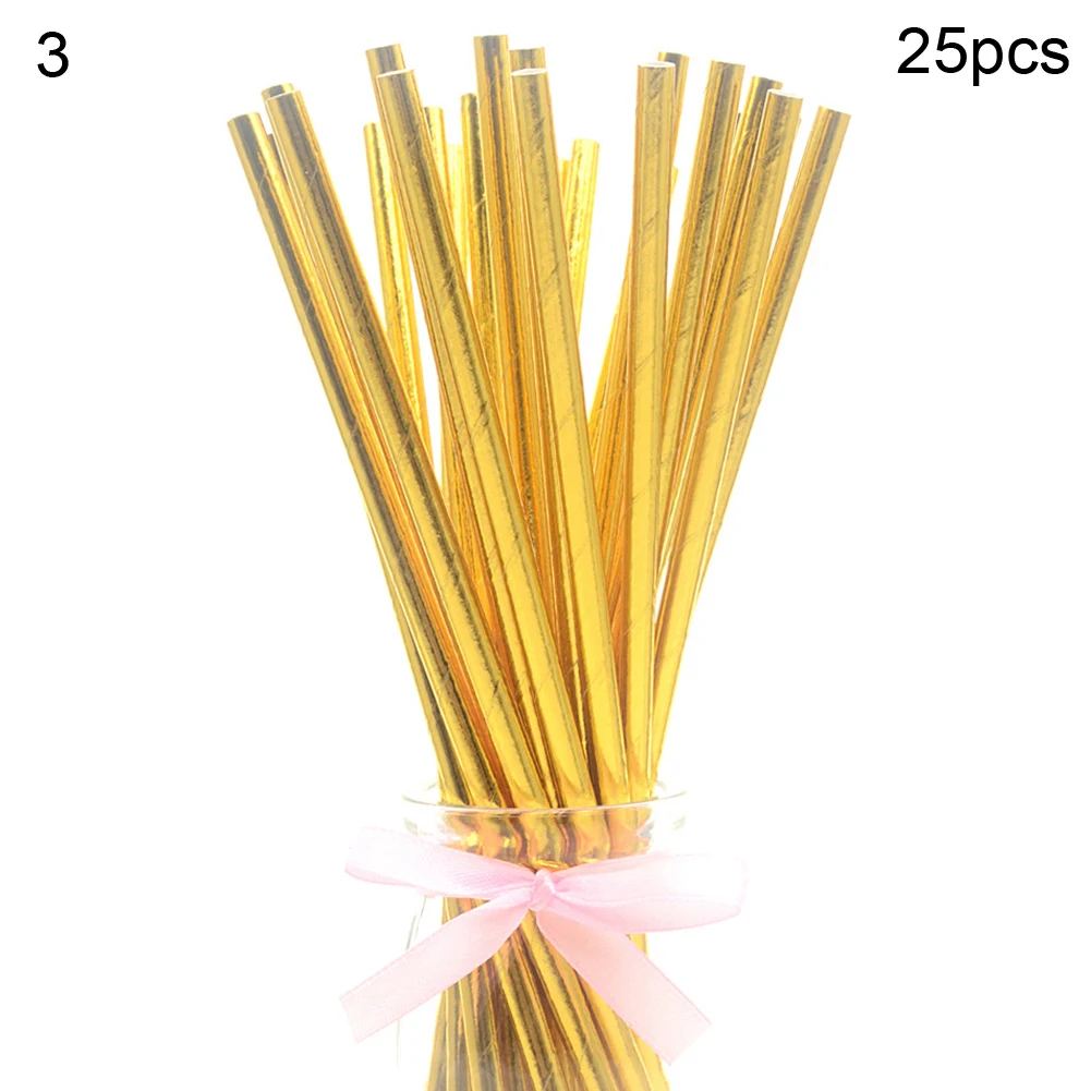 25Pcs Disposable Star Dot Stripe Paper Straws Kids Birthday Wedding Decoration | Дом и сад