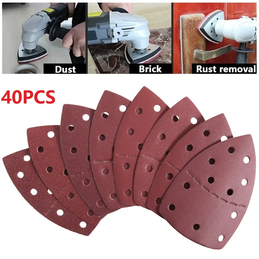 

40 Pcs Abrasive Sandpaper Triangle Sand Sheets 60-800 Fine Grit Metal-Polishing For Bosch PSM 100A Mixed Sander