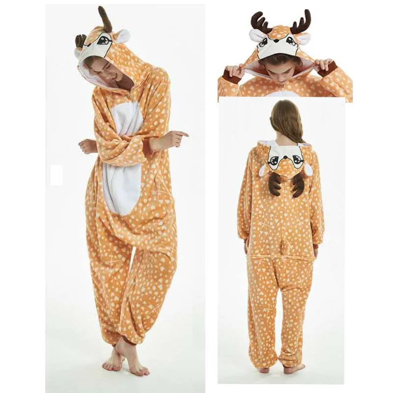Женская пижама комбинезон с единорогом зимняя Фланелевая Пижама Kigurumi Nightie синяя