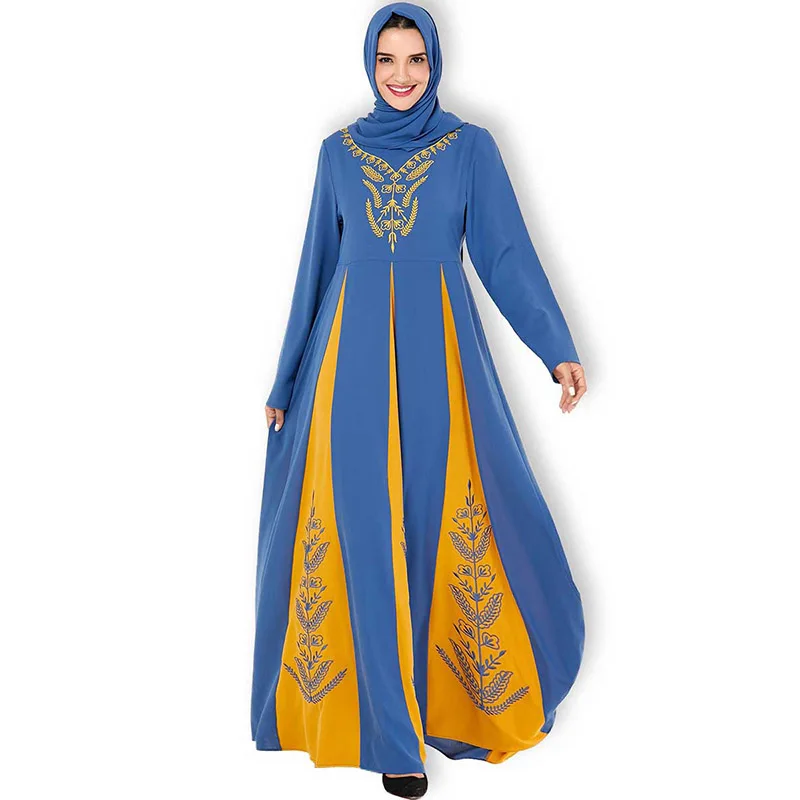 Платье в национальном стиле с длинными рукавами для Ближнего Востока, разноцветное платье в арабском стиле, женское платье с вышивкой, мусу...