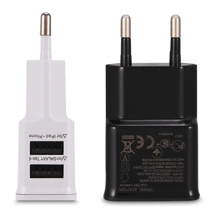5 В, 2 А, двойное USB быстрое зарядное устройство, настенное зарядное устройство, адаптер питания, штепсельная вилка европейского стандарта для смартфонов, планшетов, ПК, MP3, MP4, источник питания для путешествий, зарядное устройство