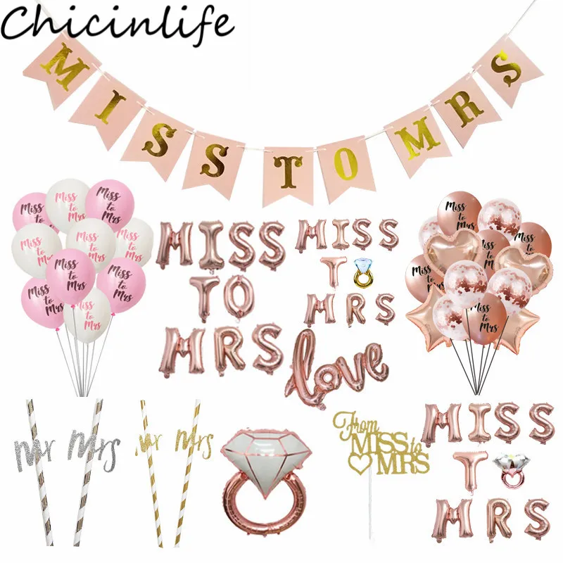 Chicinlife Miss to Mrs баннер воздушный шар торт Топпер для девичвечерние вечеринки