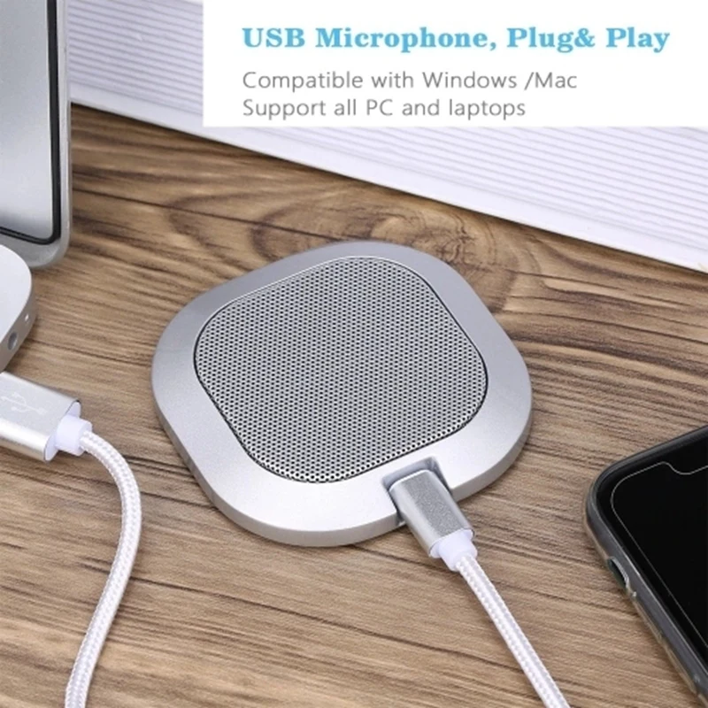 Мини портативный микрофон 360 градусов всенаправленный с 1 5 м USB кабелем Plug and Play