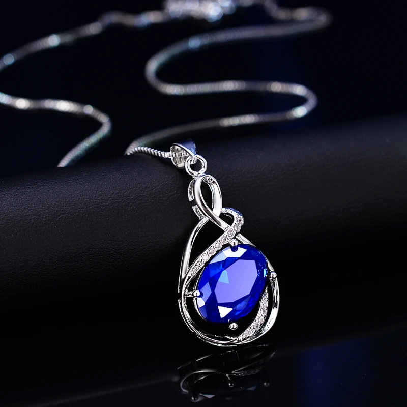 

925 sterling silver necklace pendant with jewelry Korea Europe and the United States best selling style blue red green diamond r