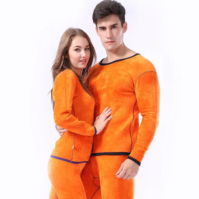 Winter Lovers Thermal Underwear Women Men Unisex Seamless Pant Top Suit Warm Pajamas Men's Velvet Super Thick Thermal Pajamas