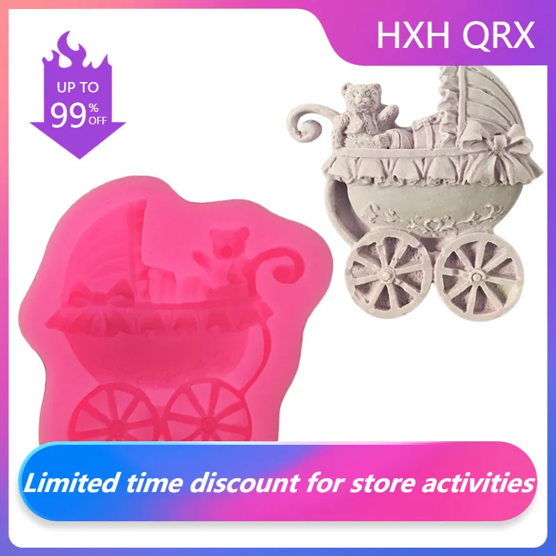 

Bear Baby carriage car bows soap mould DIY fondant baking cake decorating tools silicone mold