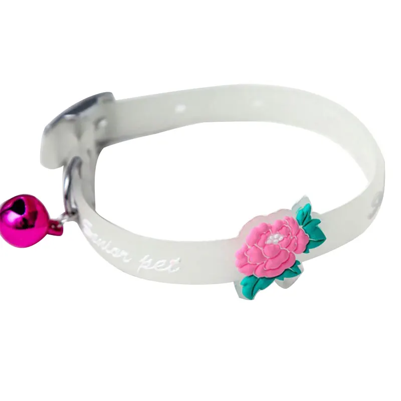 

Pet Collars Cute Adjustable Cat Dog Collar Fluorescent Silicone Pet Neck Strap Glowing In The Dark Pet Neck Ring Pet Supplies