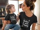 Kickin' It with My Mini и Mama Mommy and Meкомплект одинаковая футболка для мамы и дочки и сына летняя черная футболка с короткими рукавами