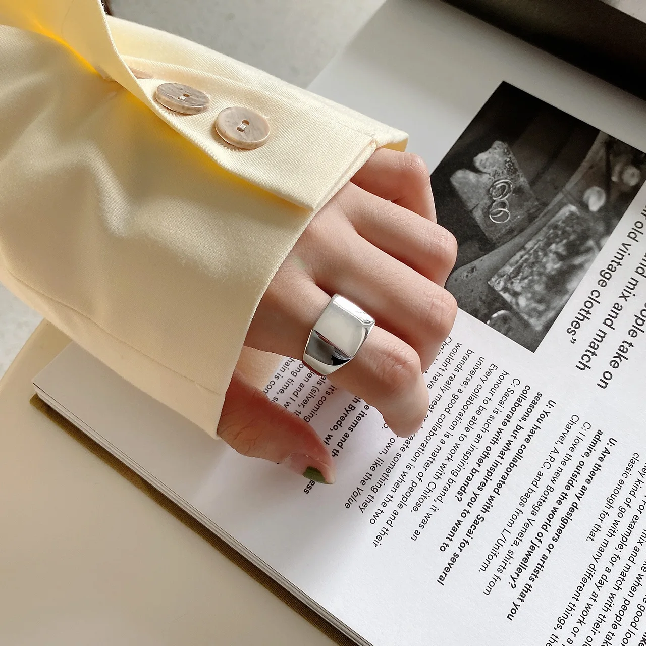 

ORYANA 925 Sterling Silver Simple Square Glossy Ring for Women Weddings Rings Minimalist Fine Jewelry Best Gift