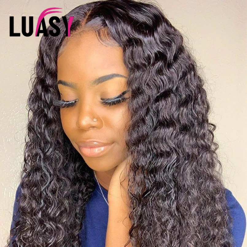 Luasy бразильские парики из человеческих волос с глубокой волной плотность 150%