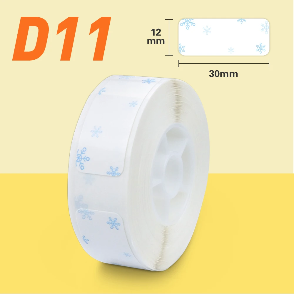 

Наклейки для этикеток Niimbot D11, принтер для этикеток, портативный принтер, этикеток, бумажная лента для этикеток, узор снега для этикеток D11, ле...