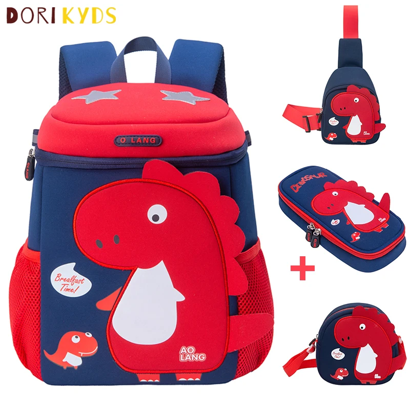 DORIKYDS New Design Dinosaur Backpack 3D Cartoon Plush Boys Girls School Bag Waterproof Kindergarten Toddler Mochila Escolar